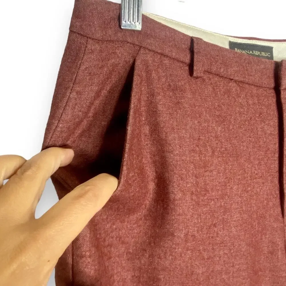 Banana Republic Deep Blush Burgundy Wool Wide Leg Dress Pants Size 0 0000
